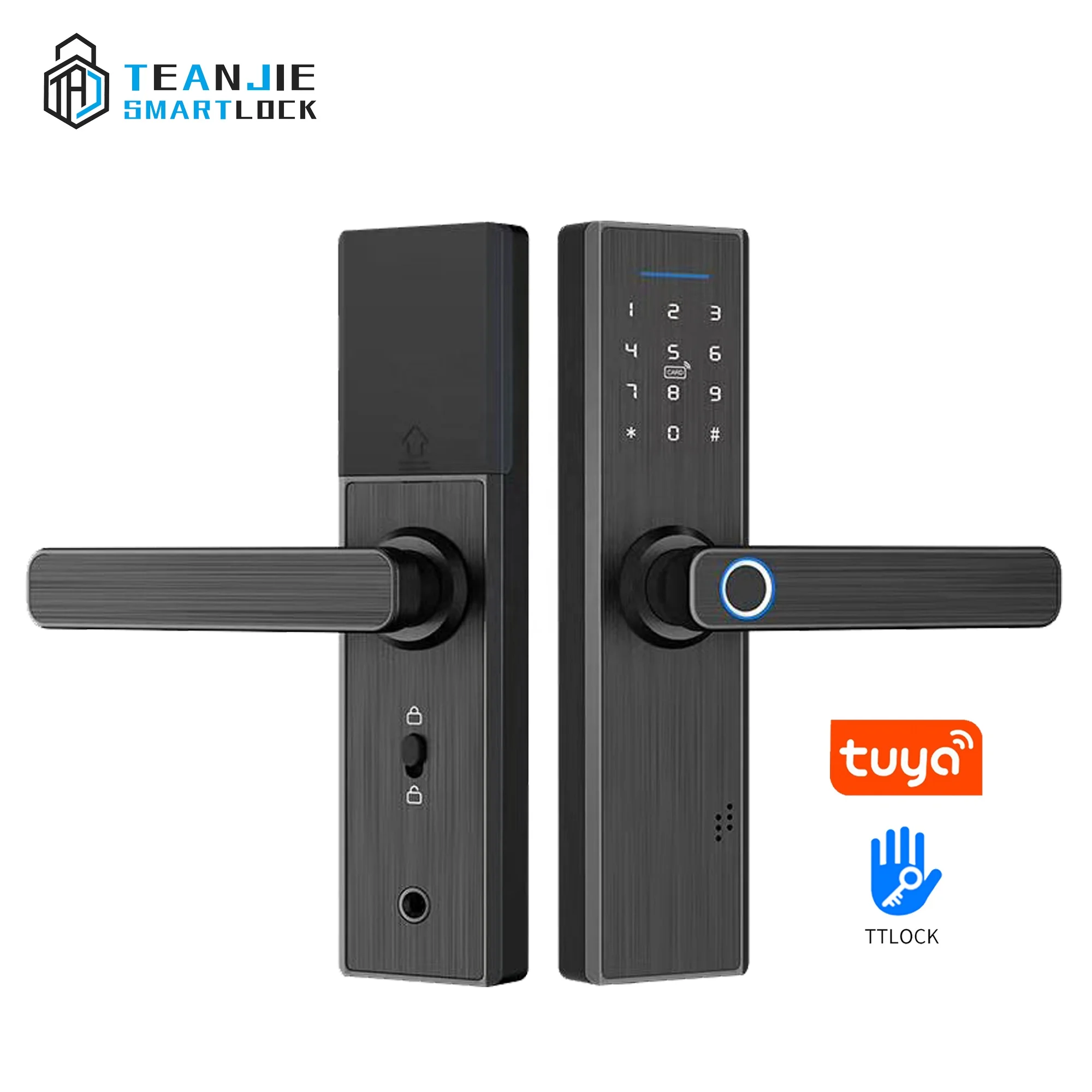 Aluminum Alloy Fingerprint & Keyless Password Smart Lock Waterproof Outdoor Digital Door Lock with Wifi Doorbell for Wood Door