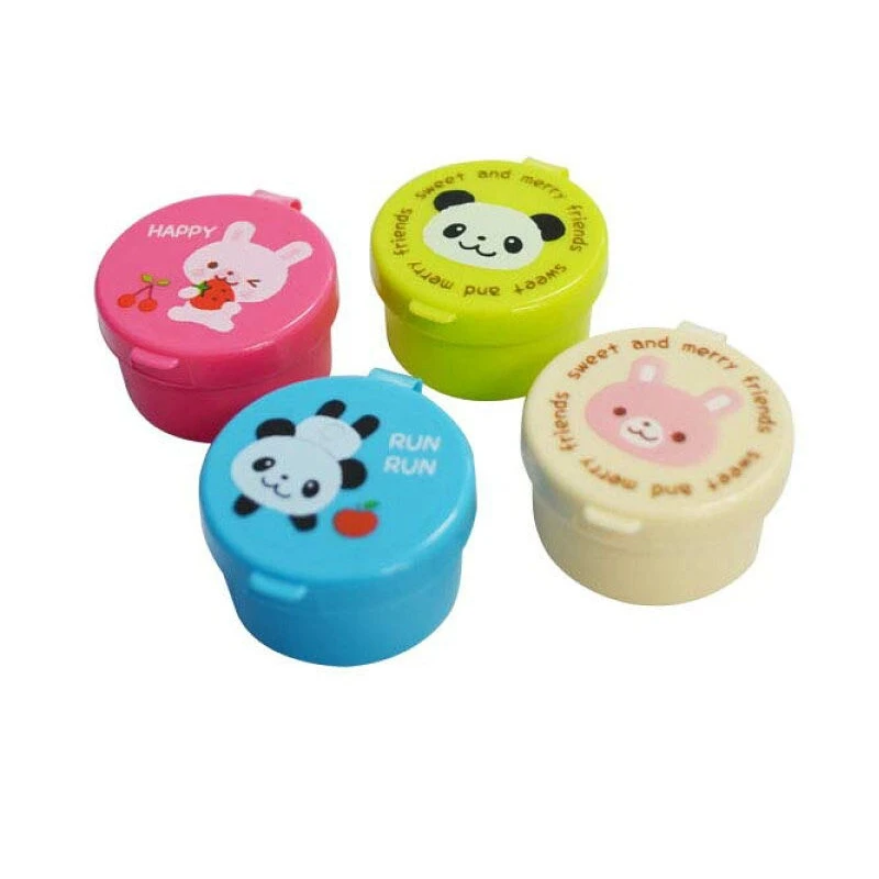 Wholesale Cartoon Round Sauce Container Plastic Mini Sauce Box for Kitchen and Home Bento Accessories