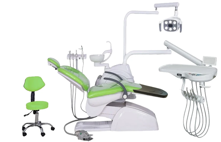 High quality dental chair with suction filter LED sensor light double armrests hospital clinic treatment equipment factory