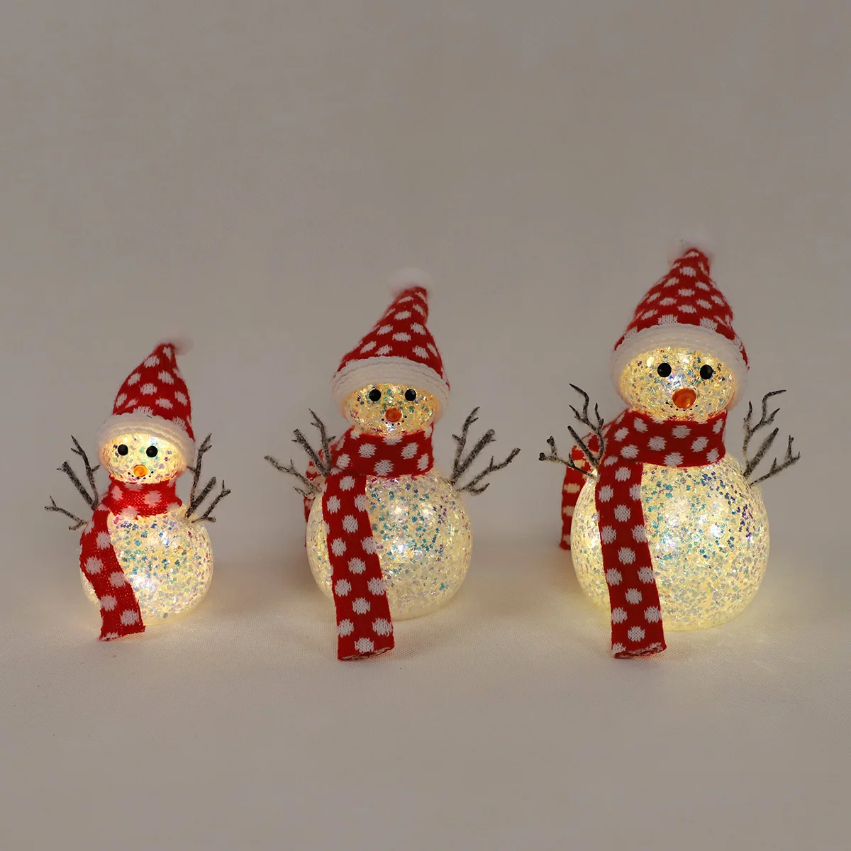 colorfu mini led glass christmas ornaments indoor festive fiber optic decoration snowman gift