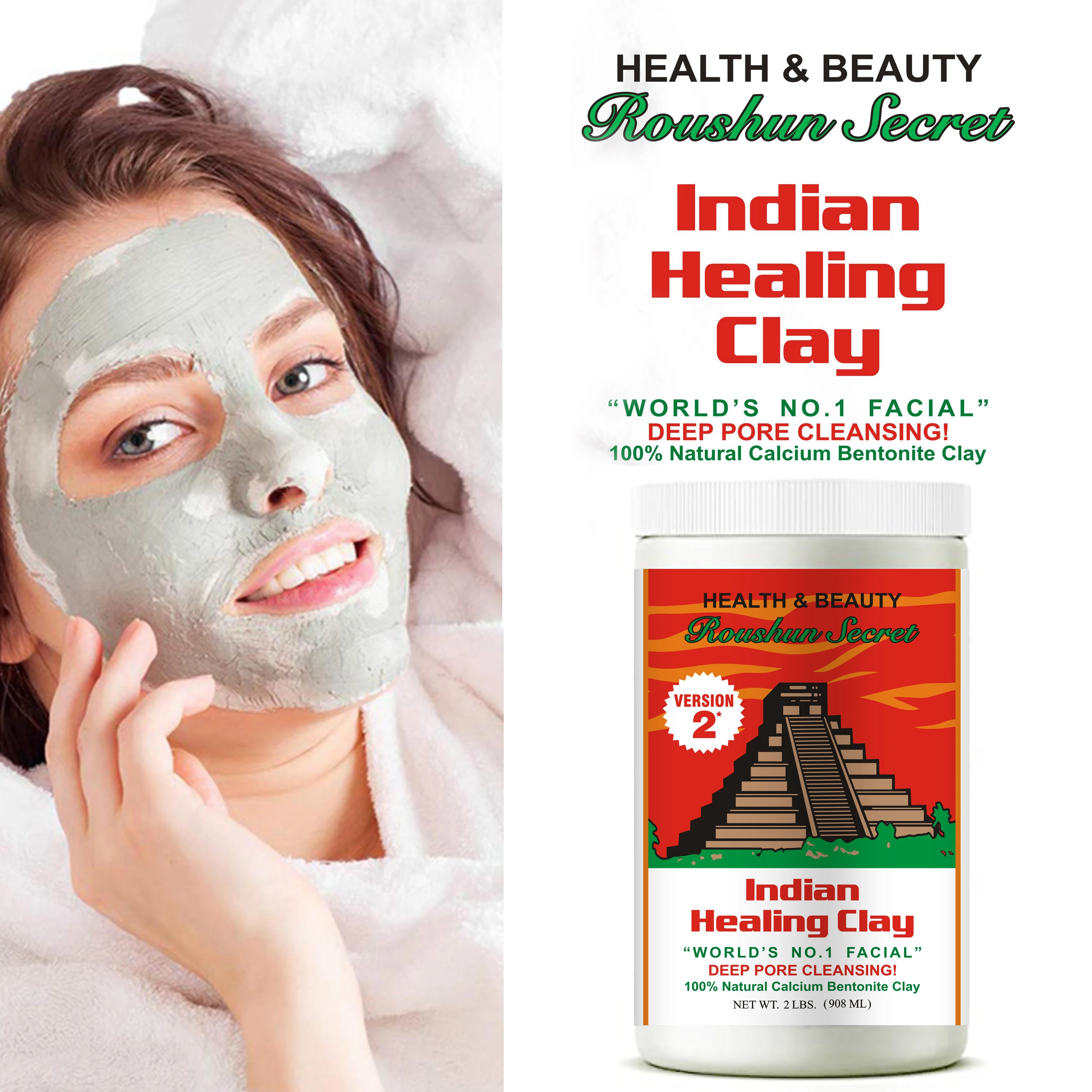 Roushun Indian Healing Clay Facial Calcium Bentonite Clay Deep Pore Cleansing Face Mask 908ml Big Size Buy Clay Mask Bentonite Clay Powder India Clay Mask Product On Alibaba Com