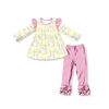 Yellow Easter Bunny Floral Long Sleeve Ruffle Pants Set