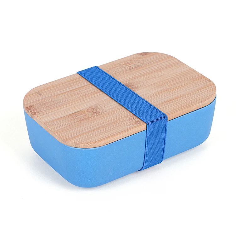 Eco Friendly Bamboo Fiber Bento Lunch Box With Wooden Bamboo Lid For