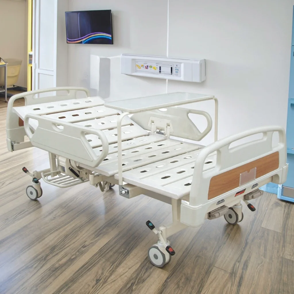 Manual Crank Modern Hospital Bed PP Headboard Adjustable Backrest Infusion Foldable Multi-Function Medical Patient Gym School 3