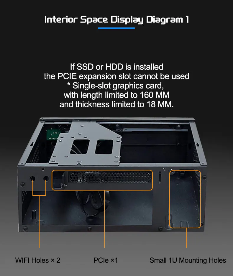 Mini ITX HTPC Desktop Case 5V ARGB Front Panel 4 USB Ports 1U Power Supply Supports 4K-f aperçu 5