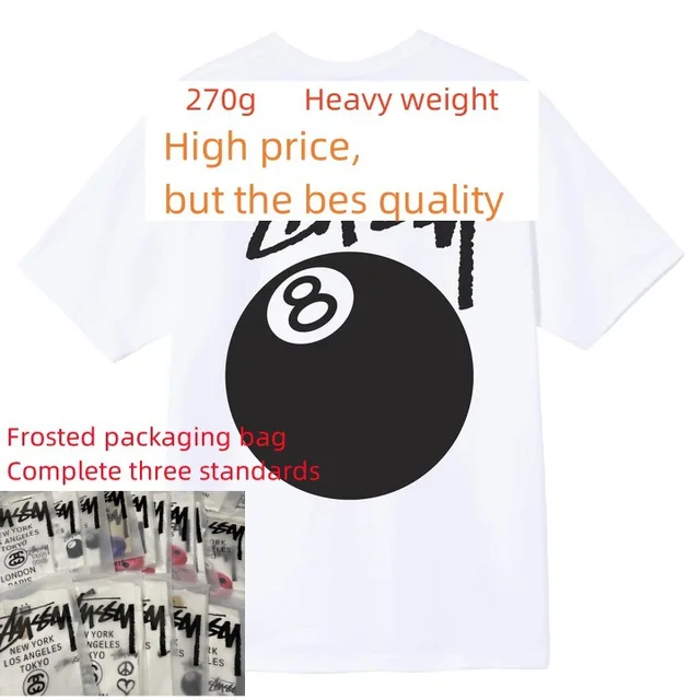 For Stussy 2025 Unisex Casual Short Sleeve T-Shirt High Quality 270g Heavy Digital Printed Pattern Foreign Trade Quality