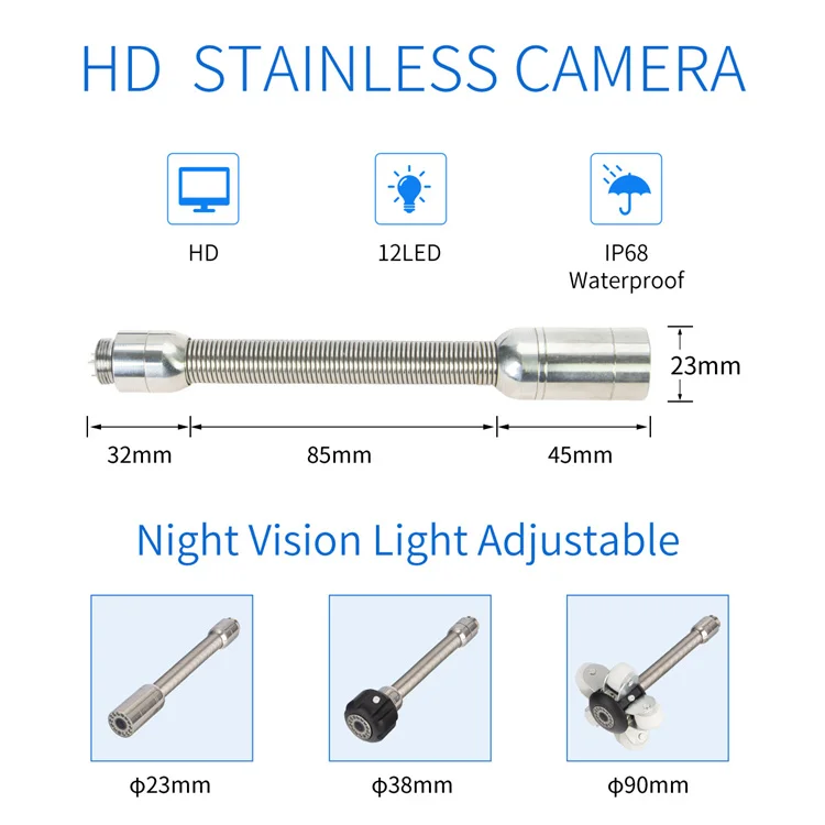 Sewer camera inspections 23MM 9inch HD1080p Color Monitor Pipeline Endoscope 16GB Video Recording Drain Pipe Inspection Camera for Sale