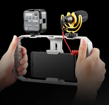 Godox Litemons System for Smartphone Vlogging LEDBI LED6R VD-MIC WL4B MoveLink TX Cold Shoe Extension Smartphone Cilp Tripod detail image