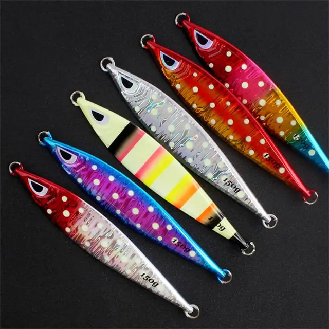 Luminous Long Metal Jigs 120g 150g 200g 250g 300g Sinking Metal Jigs Super Durable Coating Slow Jig