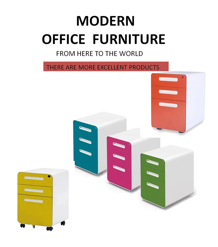 Office furniture multi function metal 3 drawer  mobile file cabinet