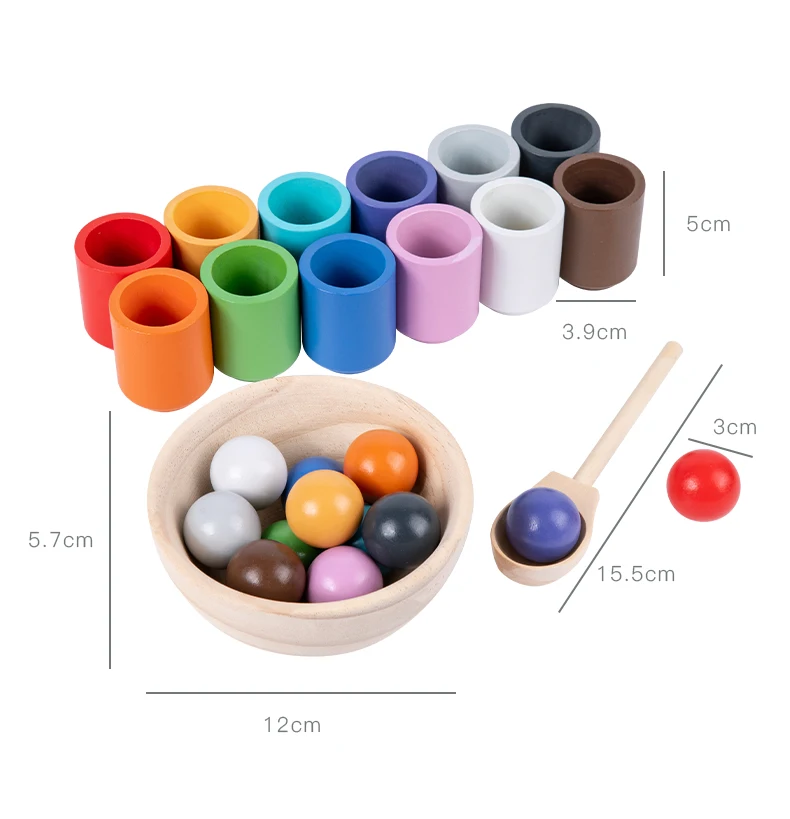 Color Sorting And Counting Balls In Cups Montessori Toy Wooden Sorter ...