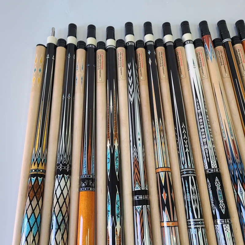 New Arrival Billiard Pool Cue 142cm Length 12mm Tip Size Radial Pin Decal Design Maple Wood Carom Cues for 3 Cushion Cues