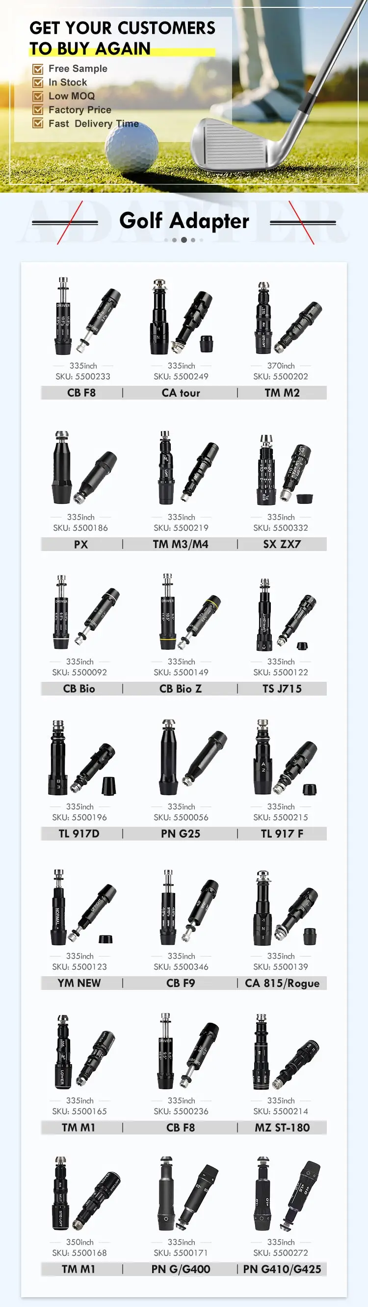 2022 In Stock Golf Adapter Sleeve Golf Driver Golf Shaft Adapter Sleeve