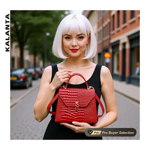 KALANTA Bag Purse Evening Femmes Shopping Main Crocodile Square Affordable Croc-Embossed Top-Handle Clutch