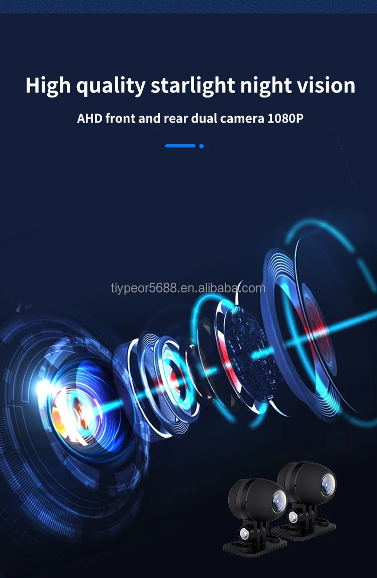 product tiypeor carplay motorcycle gps navigation android auto dual camera recorder ipx7 waterproof for moto dashboard display screen-5