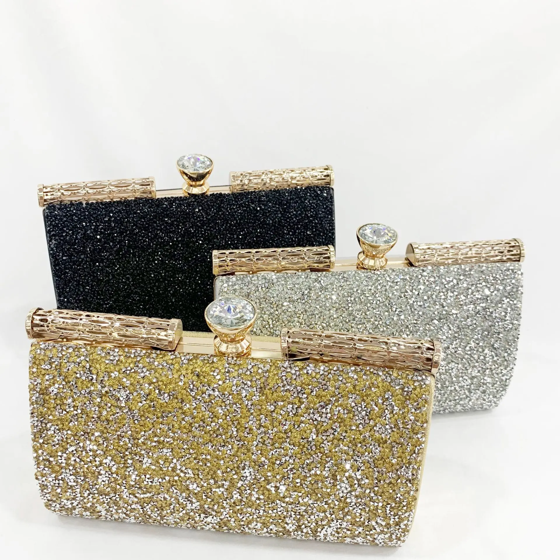 Fashion Shiny Sling Bag Designer Chain Clutch Rhinestone Crystal Crossbody  Bags