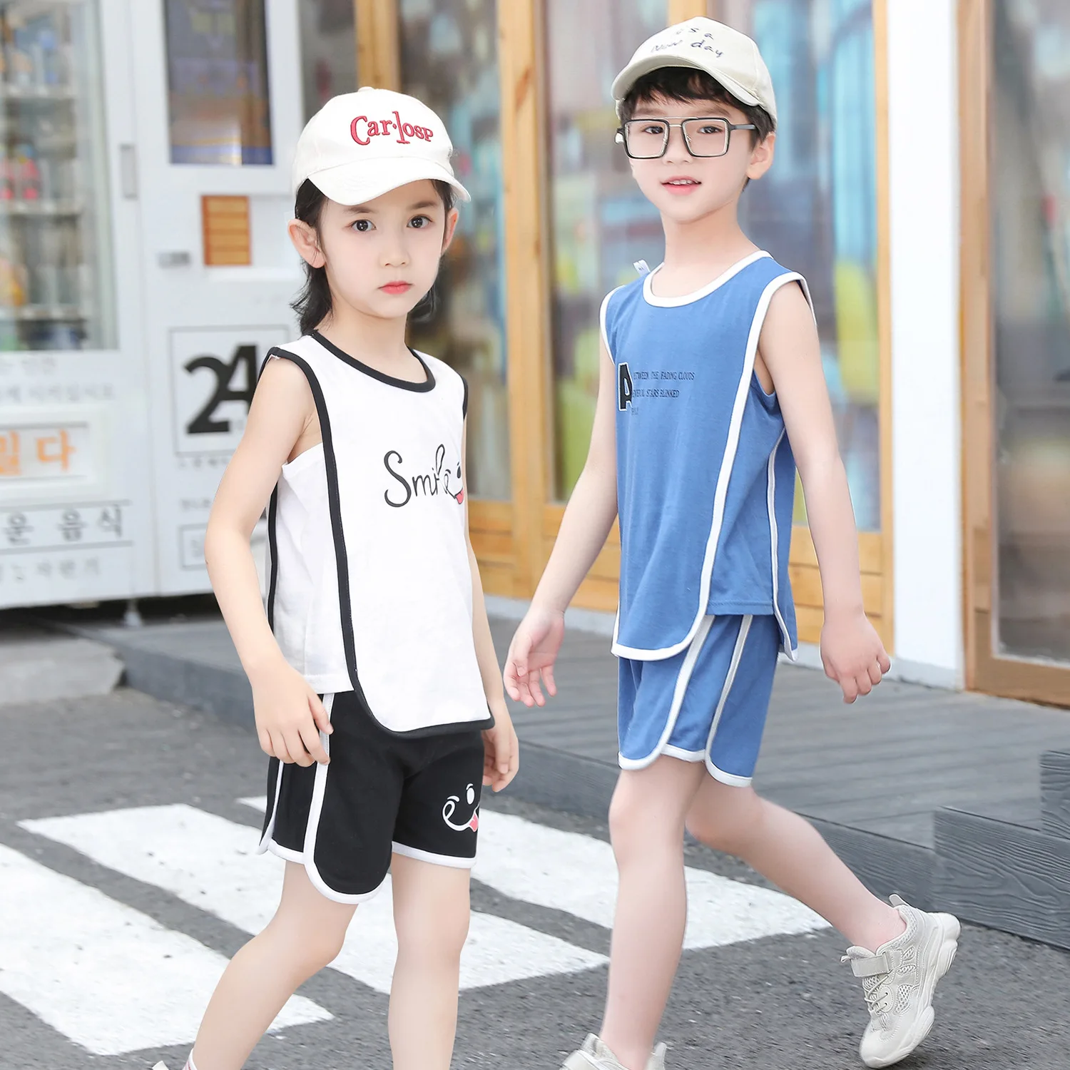 2 Pcs Shorts Set+Sleeveless Top Cotton Outfit Toddler Baby Summer Clothing Set 