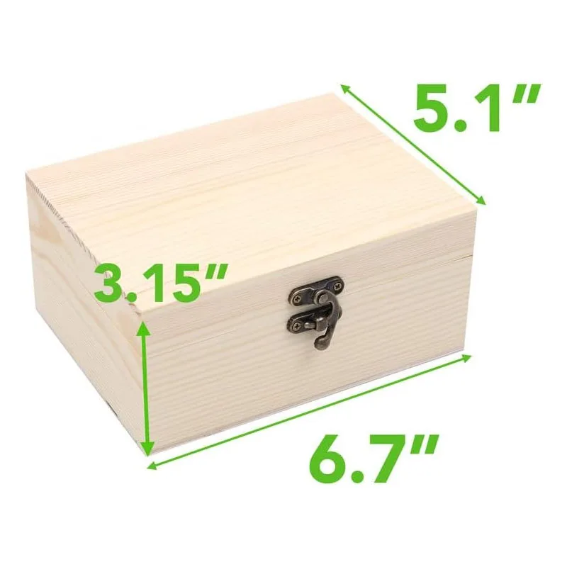 Products (1pack Unfinished Unpainted Wooden Box With Hinged Lid For Crafts Diy Storage Jewelry