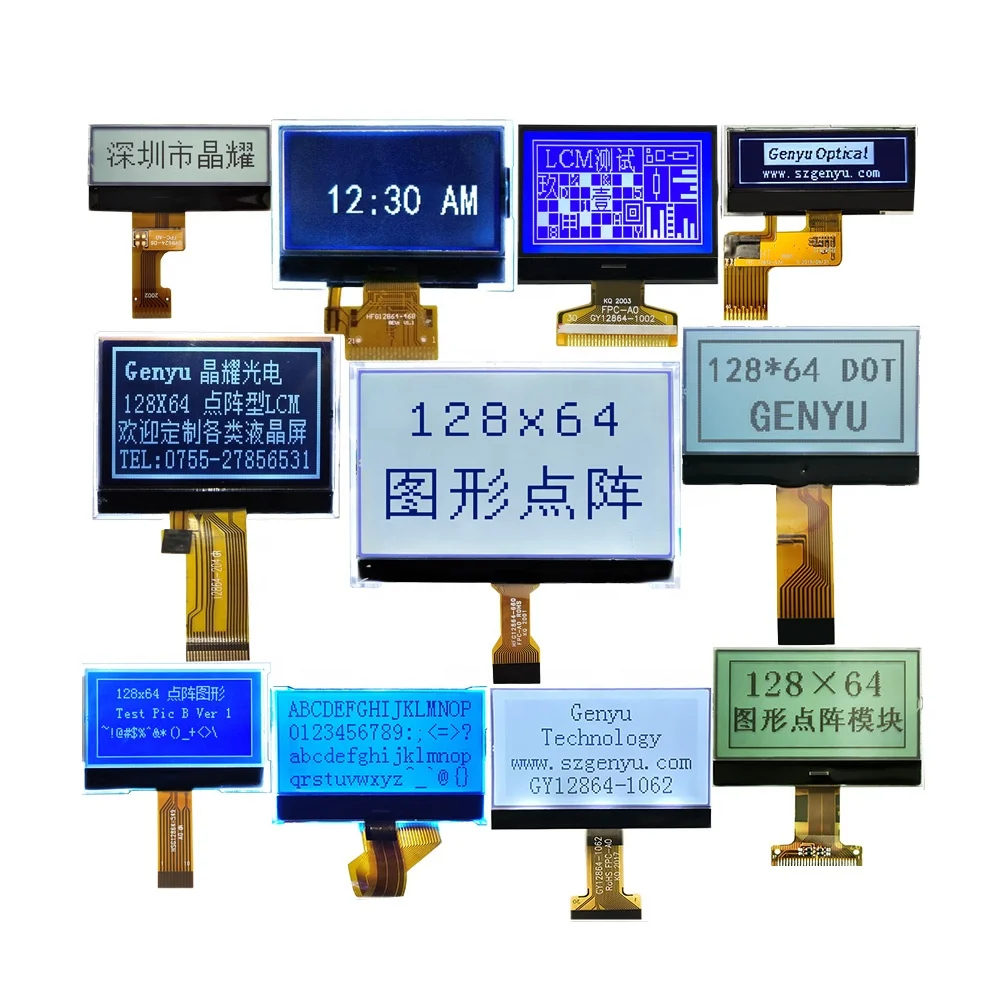 Genyu 26 pin FPC Connector Monochrome lcd display 128x64 Dots lcd Screen