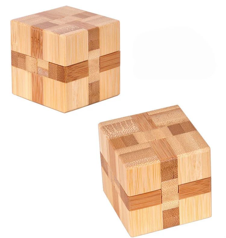 New Arrivals  Brain Teaser 3D Wooden Interlocking Burr Puzzles Game Toy Bamboo Small Size For Adults Kids