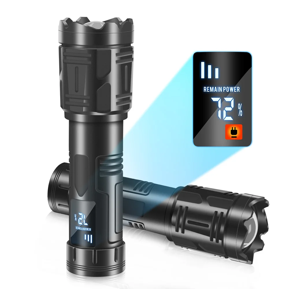 BORUiT S-52 Rechargeable LED Flashlight - 1300 Lumen, Waterproof, Long  Range Zoomable - Ideal for Camping & Outdoor Use