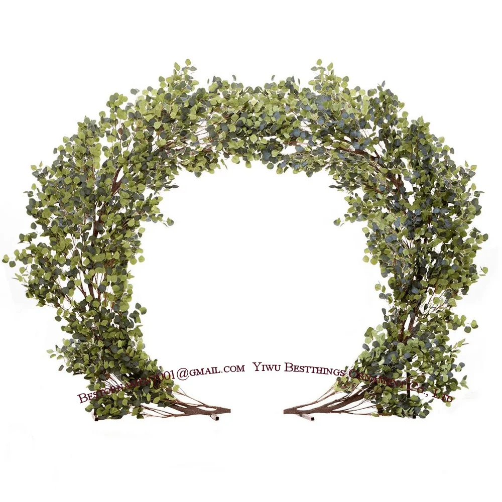 8ft Green Round Eucalyptus Leaf Wedding Arch Backdrop