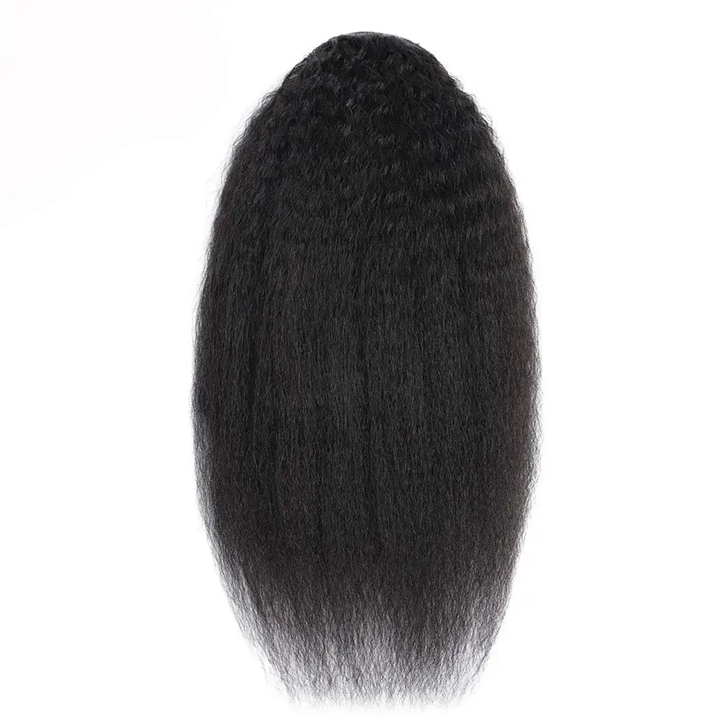Extensii de coadă de cal cu șnur, drepte și crețe, cu clips, păr uman, păr natural Remy brazilian, 16-26 inci_voghion.com