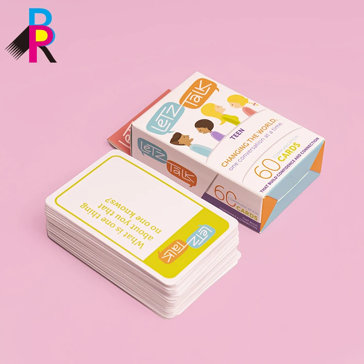 Custom Printed Educational Trivia Card Game Paper Material Family Conversation Question Cards Quiz Game Customized
