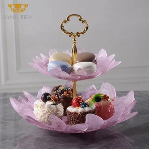 Butterfly Crystal Double-deck Dessert Cake Candy Display Rack Party Wedding Tray Table Centerpiece