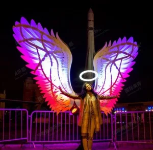 New Design of Interactive Lighting Angel wings Festival Interactive Photo Taking Amusement Park Interactive Props