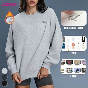 Janya Wholesale Custom Logo Fitness Clothes Casual Long Sleeve Loose Breathable Pullover Fleece Sports Sweatshirts for Women