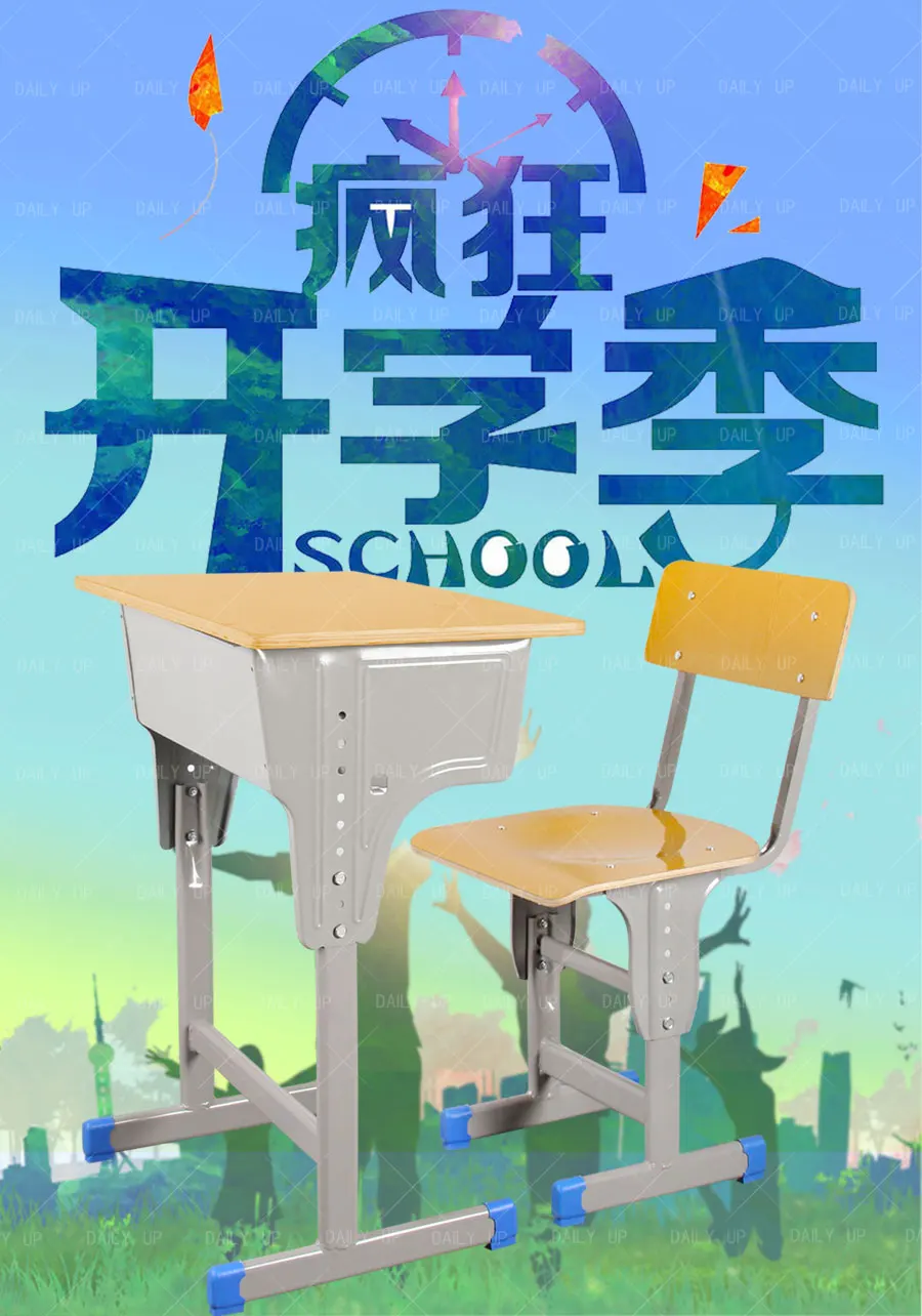 Wooden Cheap school Desk and chair Study Single adjustable Classroom Desk and Chair