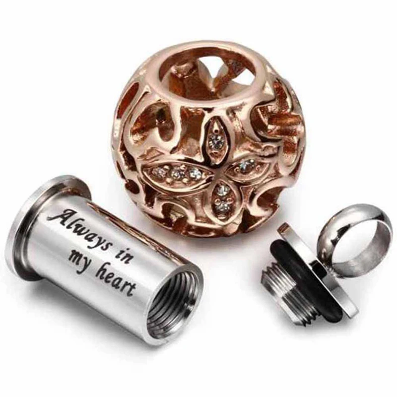 Hollow Butterfly Crystal Urn Cremation Necklace Always In My Heart Memorial Pendants For Pet Ashes Fashion Jewelry Keepsake