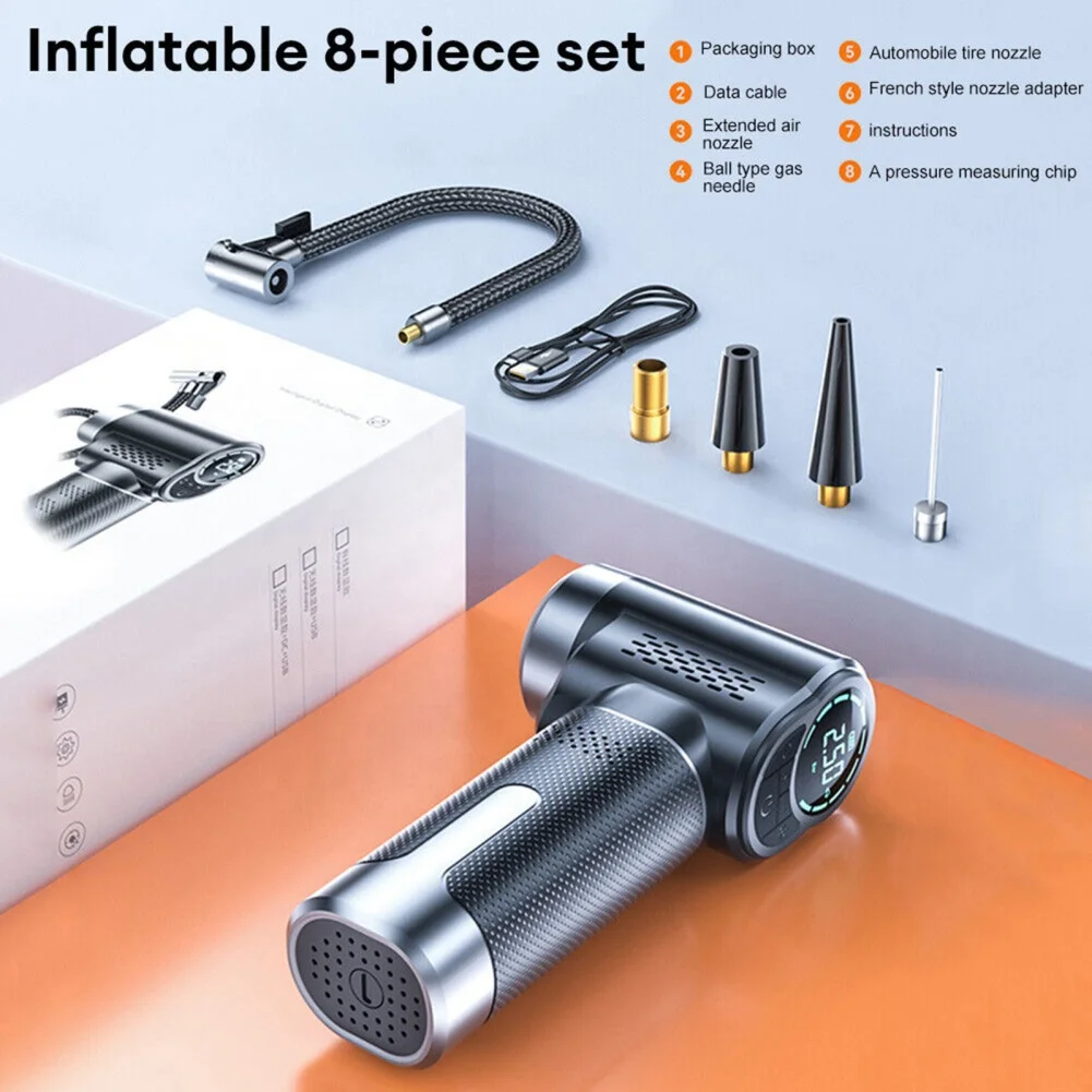Compressore Aria Portatile 12V Per Auto - Gonfiapneumatici Con Batteria Ricaricabile E Display LED