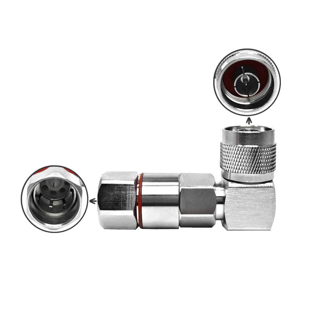 Factory N Male Plug Macho 1/2 Feeder 1-2 Cable LDF4-50A Right Angle 90 Degree RA Cable Clamp Screw Mounting Rf Coaxial Connector