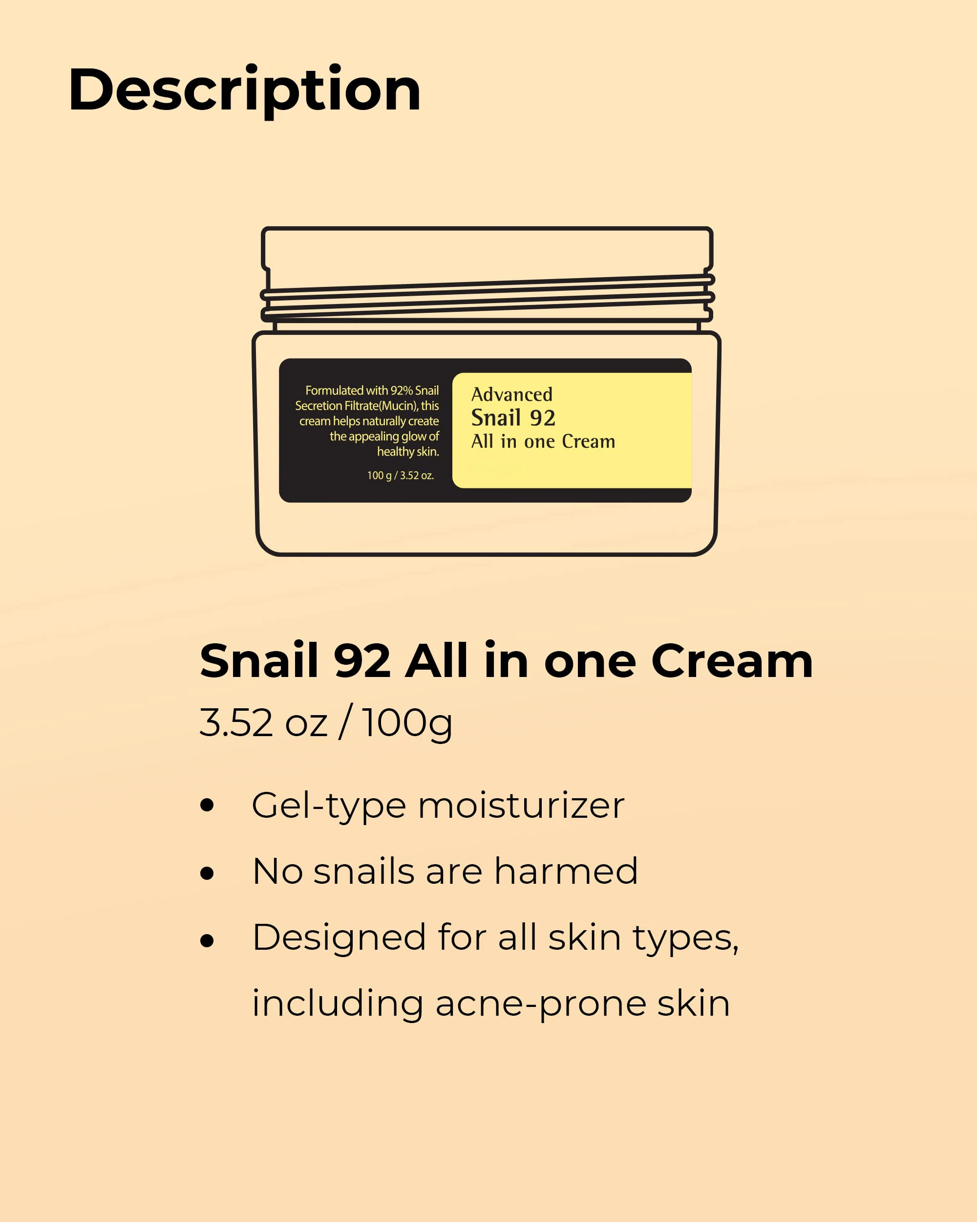 Aixin Private Label 100g Advanced Snail 92 All in One Cream Improve Damaged Skin Moisturize Tighten the Skin Face Cream