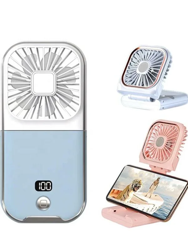 Newest Portable Wearable Folding Fan Usb Power Bank Handheld Fan ...