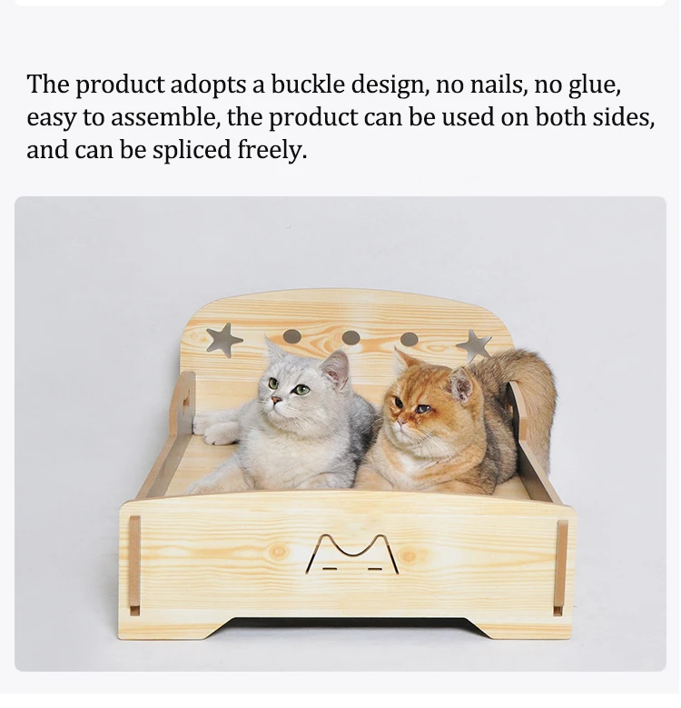 Pet Cats Wooden Mattress Kennel Removable And Washable Pet Beds Small