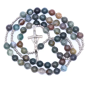 High Quality Religious Prayer Beads Crystal Rosary Cross Necklace God Saints Prayer Supplies Gift Giveaway