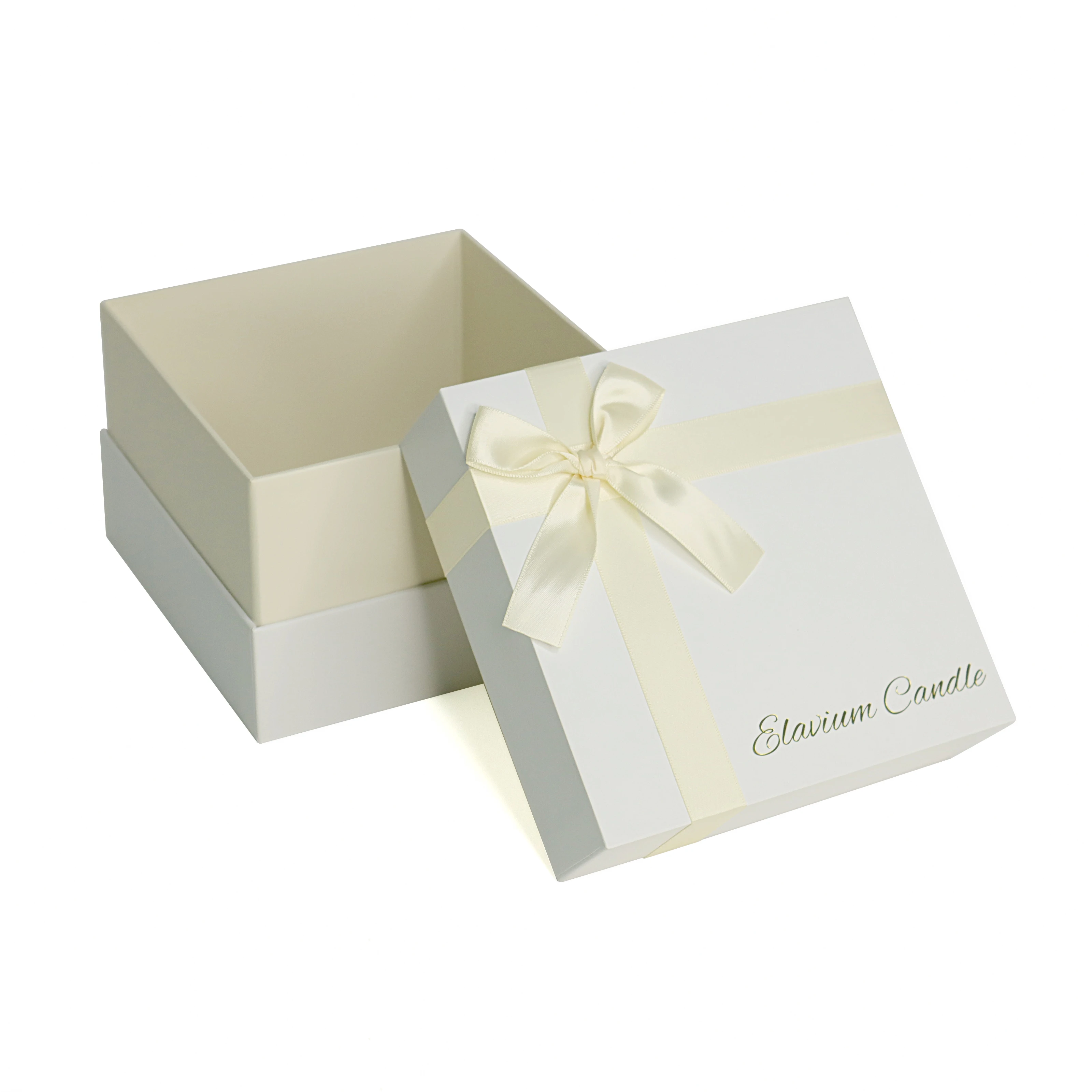 Custom Hard Cardboard Luxury Removable Lid and Base Packaging Gift Box with Ribbon Bow