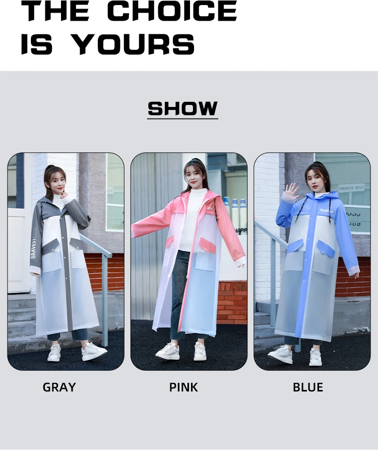 new product eva poncho raincoat Women's Long Portable Plus Size Quick Dry rain coat Outdoor Rainwear supplier