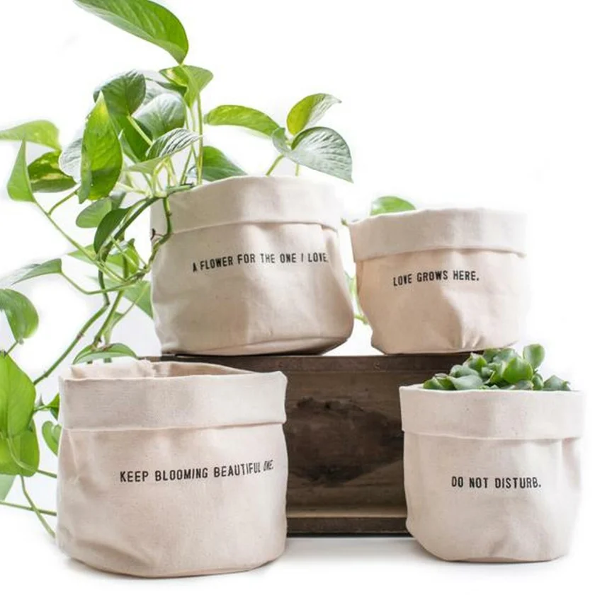 Canvas Pot Plant Cover Garden Accessory Home Decor