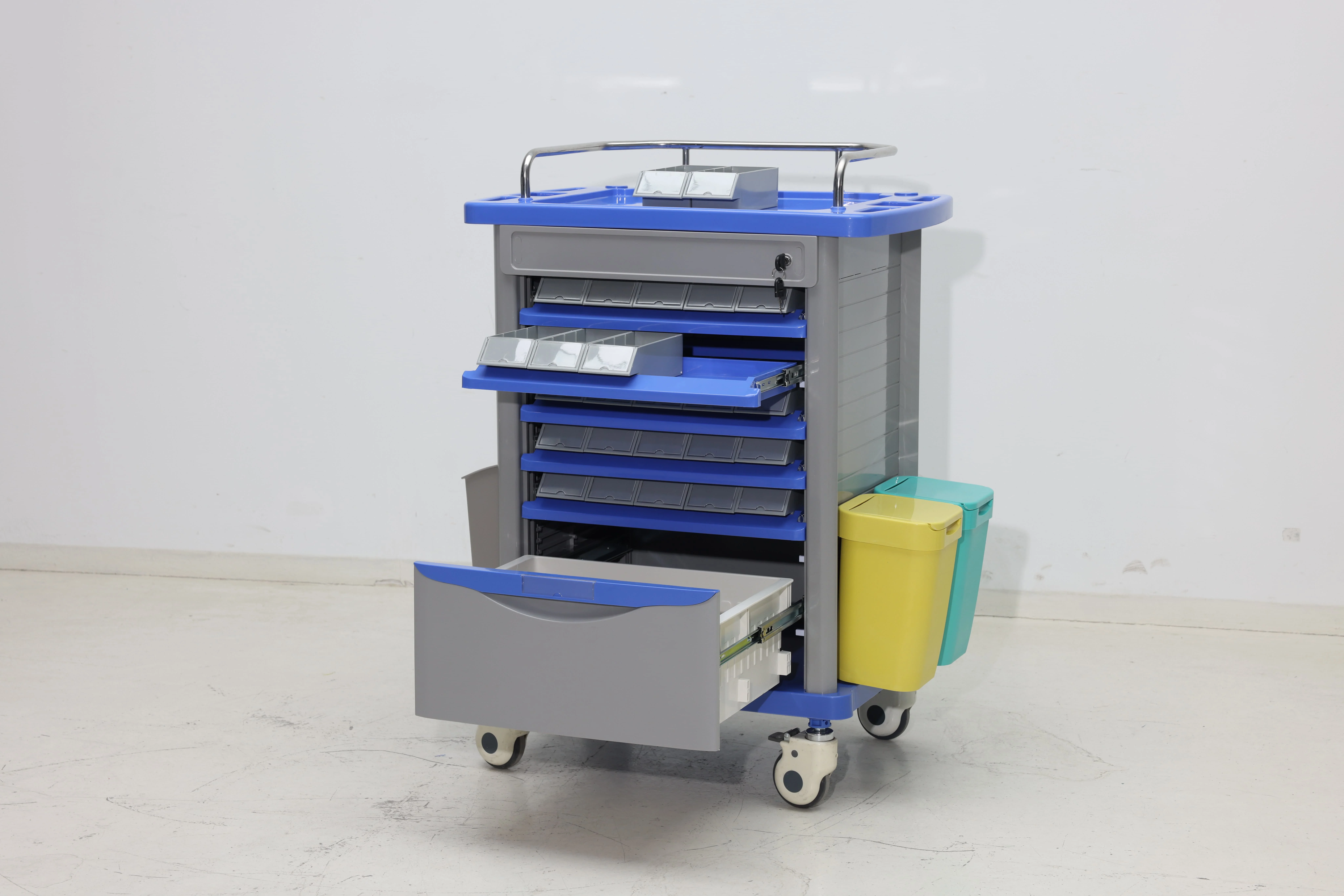 Patient-Specific Medication Organizer 100-Time Slot Compartments ABS Individual Lock Security Gradients Modern Hospital Hotel 2