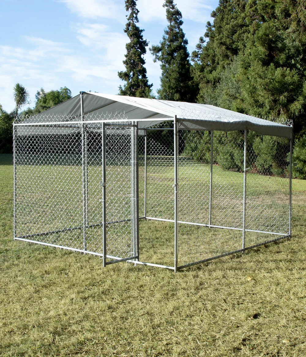 3x3x2.2m Heavy Duty Pet Run Cage Chain Link Metal Dog Kennel Pet Play ...