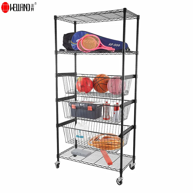 Customized 6 Tier Wire Shelving Metal Garage Attic Pantry Display