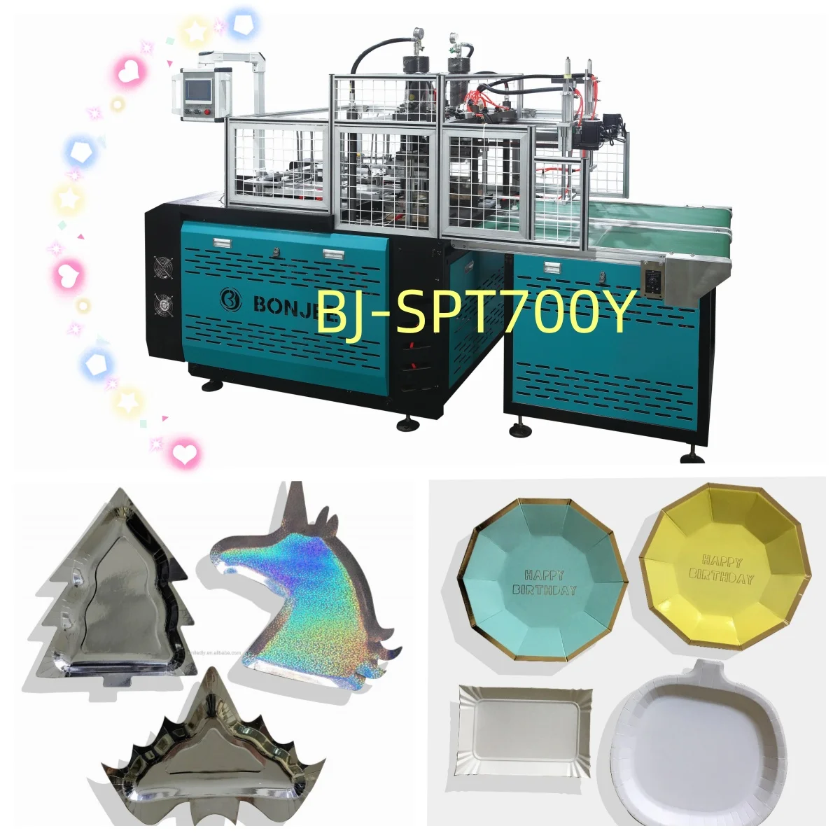 Irregular Shape Double Line Fully Automatic Hydraulic Paper Lunch Box Cardboard Paper Plate Making Machine