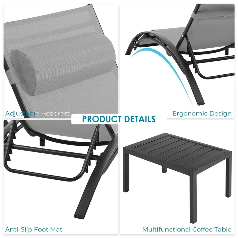 Leisure Outdoor Furniture Garden Patio Sun Lounger Chaise Lounge Potable Set Aluminum Fabric Swimming Pool supplier