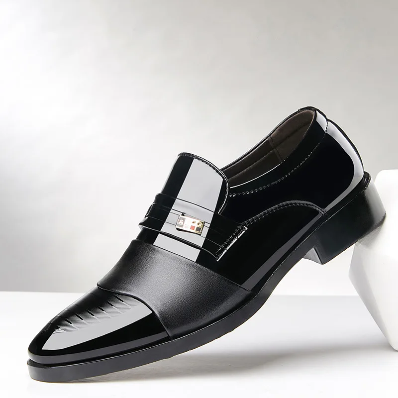 Wholesale Casual Slip on Black Large Size PU Leather Men's Dress Shoes Very  Cheap