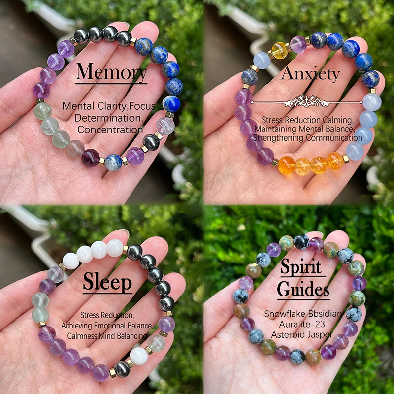 AAAAA Positive Energy Healing Crystals for Mental Health Natural Stone Amethyst Relieve Stress Anxiety Bracelet for Women Men