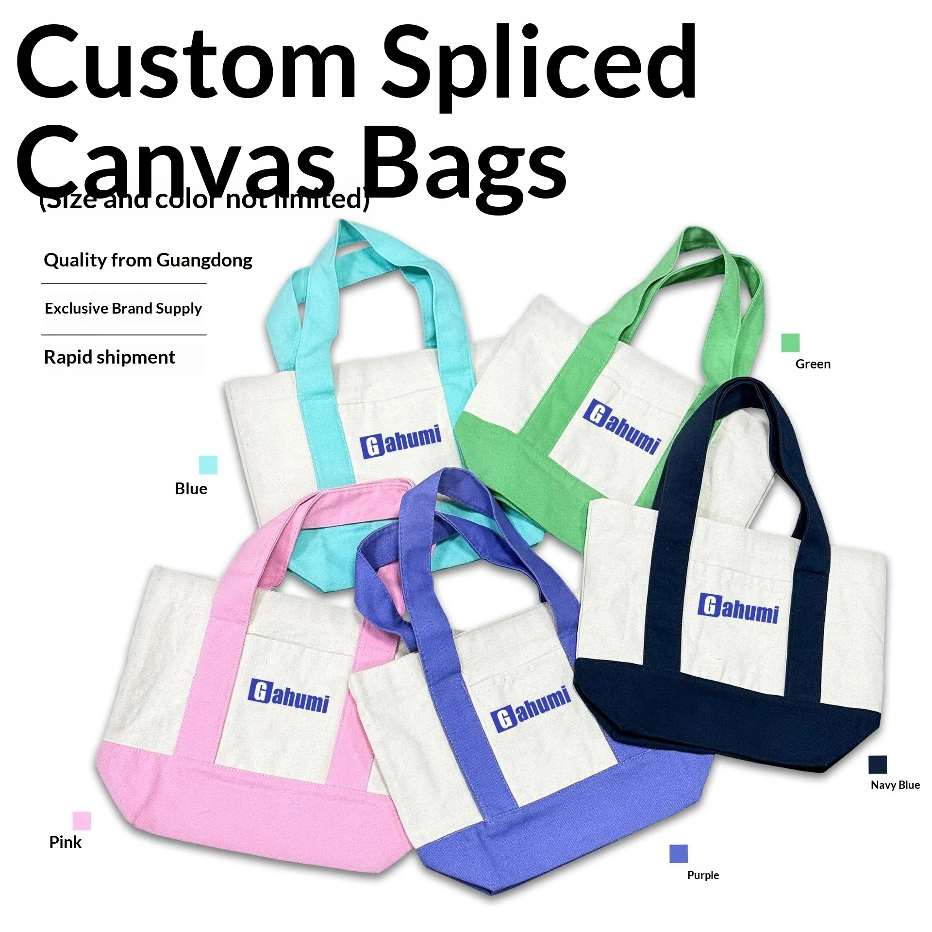 Small Custom Logo Canvas Handbag with Splicing and Embroidery High-end Instagram Style Universal Packaging Cloth Bag preview 3